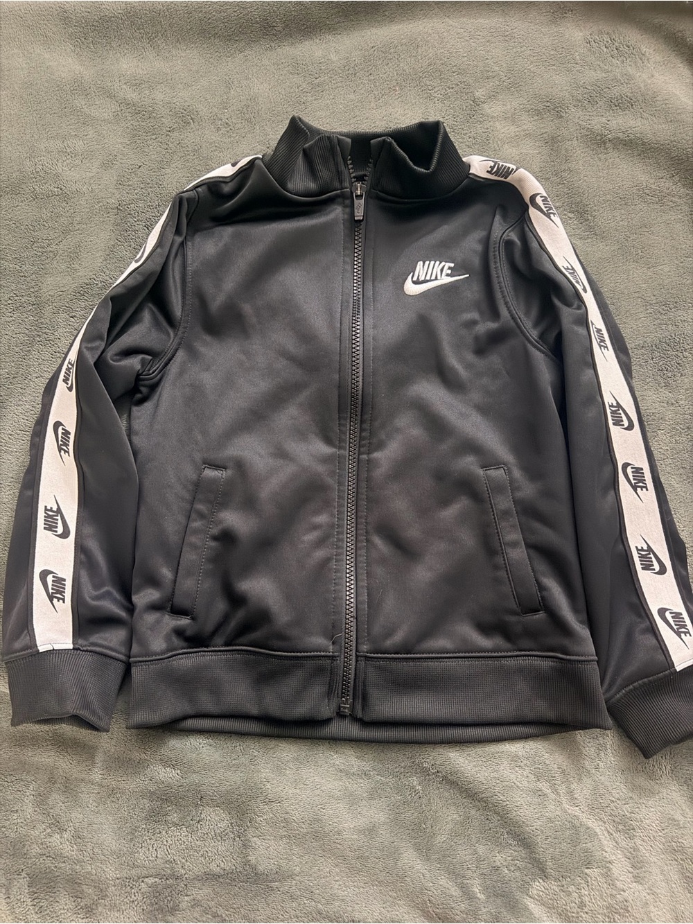 Nike Kids Black Track Jacket with White Logo Tape 6-7